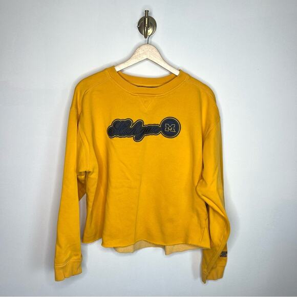 STARTER Tops - University of Michigan Gold Crewneck Cropped